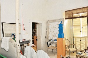 A photo of inside Cy Twombly's studio.