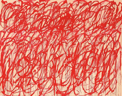 Cy Twombly, Bacchus, 2006–08 Acrylic on canvas, 128 ¾ × 162 ⅜ inches (327 × 412.5 cm)Cy Twombly Foundation Collection© Cy Twombly Foundation