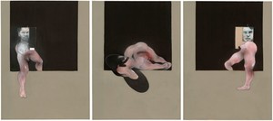 Francis Bacon, Triptych, 1991. Oil on canvas, Each panel: 78 × 58 ⅛ inches (198.1 × 147.6 cm). The Museum of Modern Art, New York. William A. M. Burden Fund and Nelson A. Rockefeller Bequest Fund (both by exchange), 2003 © The Estate of Francis Bacon. All rights reserved. / DACS, London / ARS, NY 2015, photo by Thomas Griesel, reproduction, including downloading of—works is prohibited by copyright laws and international conventions without the express written permission of Artists Rights Society (ARS), New York