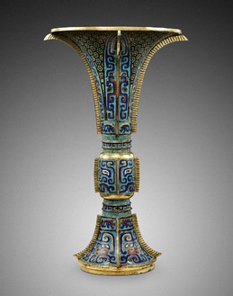Vase (gu), 18th century Gilt bronze and cloisonné enamel, height: 15 ⅛ inches (38.5 cm), width: 9 ¼ inches (23.5 cm)