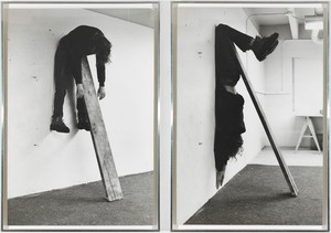 Charles Ray, Plank Piece I–II, 1973. Gelatin silver prints mounted on rag board, in 2 parts, each: 39 ½ × 27 inches (100.3 × 68.6 cm) © Charles Ray. Photo: Rob McKeever