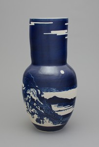 Shio Kusaka, (landscape 1), 2014. Stoneware, 28 × 14 ¼ × 14 ¼ inches (71.1 × 36.2 × 36.2 cm)
