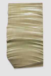 Piero Golia, Intermission painting #47 silver to gold, 2015. EPS foam, hard coat and pigment, 86 × 48 × 4 inches (218.4 × 121.9 × 10.2 cm) Photo by Josh White