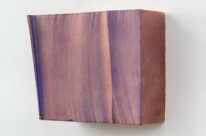Piero Golia, Intermission painting #21 red to purple, 2014 (view 1). EPS foam, hard coat and pigment, 24 × 28 × 14 ¼ inches (61 × 71.1 × 36.2 cm) Photo by Josh White