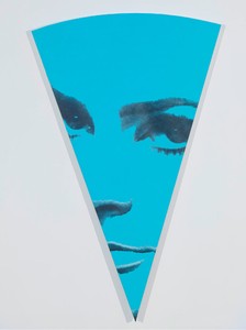 Richard Phillips, Blue Sector Medium, 2015. Oil and wax emulsion on linen, 72 × 44 ½ inches (182.9 × 113 cm) Photo by Rob McKeever