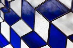 Richard Wright, No title, 2015 (detail). Leaded glass, 181 ⅛ × 68 ½ inches (460 × 174 cm) Photo by Matteo D'Eletto M3 Studio