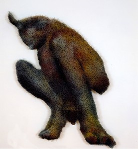 Richard Artschwager, Satyr, 2001. Acrylic, rubberized hair, and Masonite, 57 × 32 × 2 ½ inches (144.8 × 81.3 × 6.4 cm)