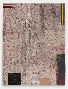 Sterling Ruby, IMPERIAL FAULT, 2015. Acrylic, elastic, treated fabric, and cardboard on canvas, 126 × 96 inches (320 × 243.8 cm) © Sterling Ruby, photo by Robert Wedemeyer