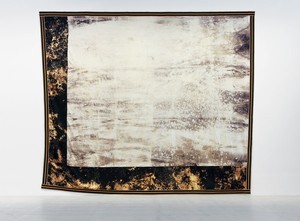 Sterling Ruby, WINDOW FLAG (5521), 2015. Bleached canvas, bleached fleece, and elastic, 210 ¼ × 244 inches (534 × 619.8 cm) © Sterling Ruby, photo by Thomas Lannes