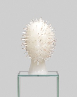 Marina Abramović, The Communicator, 2012 Clear wax with crystal quartz stones, glass pedestal, 23 ⅝ × 23 ⅝ × 23 ⅝ inches (60 × 60 × 60 cm)