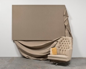 Analia Saban, Claim (from Chair), 2013. Linen on chair and canvas, 89 × 104 × 68 inches (226 × 264 × 173 cm) © Analia Saban. Courtesy the artist and Sprüth Magers. Photo: Brian Forrest
