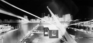 Vera Lutter, The Appropriation of Manhattan, Fulton Ferry Landing, Brooklyn IV June 16, 1996, 1996. Unique gelatin silver print, 54 ⅛ × 116 ½ inches (137.5 × 295.9 cm)