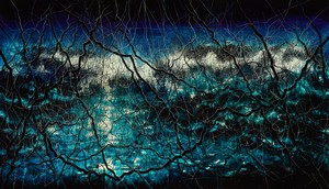 Zeng Fanzhi, Blue, 2015. Oil on canvas, 3 panels, overall: 157 ½ × 275 ⅝ inches (400 × 700 cm) © Zeng Fanzhi Studio