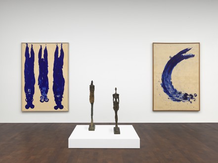 Installation view Alberto Giacometti artwork © 2016 Alberto Giacometti Estate/Licensed by VAGA and ARS, New York. Yves Klein artwork © Yves Klein, ADAGP, Paris/DACS, London, 2016. Photo: Mike Bruce