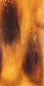 Yves Klein, Peinture de feu sans titre (F 80), 1961. Scorched cardboard on panel, 68 ⅞ × 35 ½ inches (175 × 90 cm) © Yves Klein, ADAGP, Paris/DACS, London