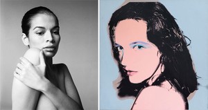 Left: Richard Avedon Bianca Jagger, actress, Hollywood, CA, January 25, 1972, 1972. Gelatin silver print 56 × 44 inches (142.2 × 111.8 cm) © The Richard Avedon Foundation Right: Andy Warhol Tina Freeman, 1975 Acrylic and silkscreen ink on linen 40 × 40 inches (101.6 × 101.6 cm) Private Collection © 2015 The Andy Warhol Foundation for the Visual Arts, Inc. / Artists Rights Society (ARS), New York