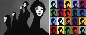 Left: Richard Avedon Audrey Hepburn, actress, New York, January 20, 1967, 1967. Gelatin silver print 13 3/4 × 11 inches (34.9 × 27.9 cm) © The Richard Avedon Foundation Right: Andy Warhol Miriam Davidson, 1965 Spray paint and silkscreen ink on canvas 80 1/4 × 80 1/2 inches (203.8 × 204.5 cm) Private collection © 2015 The Andy Warhol Foundation for the Visual Arts, Inc. / Artists Rights Society (ARS), New York
