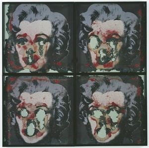 Douglas Gordon, Self Portrait of You + Me (4 piece Marilyn wax), 2008. Burnt photographic print, smoke, wax, and mirror, framed: 52 × 52 inches (132 × 132 cm) © Studio lost but found/Douglas Gordon/VG Bild-Kunst, Bonn, 2016