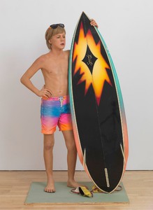 Duane Hanson, Surfer, 1987. Polyvinyl, polychromed in oil, mixed media, with accessories, 66 ¼ × 37 ½ × 16 inches (168.3 × 95.3 × 40.6 cm) © Estate of Duane Hanson/Licensed by VAGA at Artists Rights Society (ARS), New York. Photo: Rob McKeever
