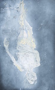 Georg Baselitz, Abwärts III, 2016. Oil on canvas, 118 ⅛ × 72 ¾ inches (300 × 184.9 cm) © Georg Baselitz 2016. Photo: Jochen Littkemann, Berlin