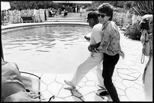 Jean Pigozzi, Helmut Newton and Mick Jagger, Villa Dorane, Antibes, France, 1990, 1990. Archival pigment print, 20 × 24 inches unframed (50.8 × 61 cm), edition of 15 + 3 APs © Jean Pigozzi
