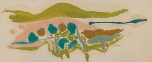 Helen Frankenthaler, Pink Field, 1962. Acrylic on canvas, 23 ¾ × 58 inches (60.3 × 147.3 cm) © 2016 Helen Frankenthaler Foundation, Inc./Artists Rights Society (ARS), New York. Photo: Rob McKeever