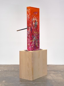Mark Grotjahn, Untitled (Pink Cosco III Mask M40.d), 2015. Painted bronze, 59 ½ × 33 ¼ × 36 ½ inches (151.1 × 84.5 × 92.7 cm) © Mark Grotjahn. Photo: Douglas M. Parker Studio
