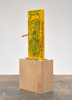 Mark Grotjahn, Untitled (Yellow Cosco VII Mask M40.o), 2016 Painted bronze, 59 ½ × 33 ¼ × 36 ½ inches (151.1 × 84.5 × 92.7 cm)© Mark Grotjahn. Photo: Douglas M. Parker Studio