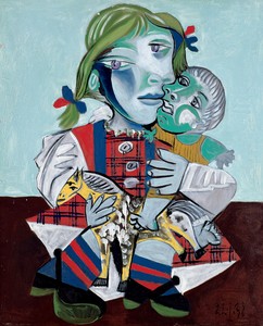 Pablo Picasso, Maya à la poupée et au cheval, 1938. Oil on canvas, 28 ¾ × 23 ⅝ inches (73 × 60 cm) © 2016 Estate of Pablo Picasso/Artists Rights Society (ARS), New York. Photo: Béatrice Hatala