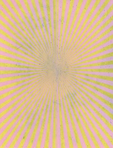 Mark Grotjahn, Untitled (Deco Pink and Lemon Yellow Butterfly 45.95), 2016. Colored pencil on paper, 55 × 42 inches (139.7 × 106.7 cm) © Mark Grotjahn. Photo: Douglas M. Parker Studio