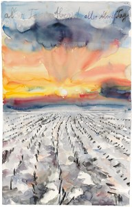 Anselm Kiefer, aller Tage Abend, aller Abende Tag (The Evening of All Days, the Day of All Evenings), 2014. Watercolor on paper, 42 ⅛ × 29 ¾ inches (107 × 75.5 cm) © Anselm Kiefer. Photo: Georges Poncet