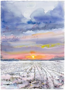 Anselm Kiefer, aller Tage Abend, aller Abende Tag (The Evening of All Days, the Day of All Evenings), 2014. Watercolor on paper, 33 × 24 ½ inches (83.6 × 62.3 cm) © Anselm Kiefer. Photo: Charles Duprat