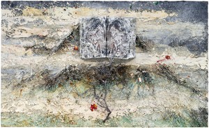 Anselm Kiefer, For Segantini: die bösen Mütter (For Segantini: The Bad Mothers), 2011–12. Oil, emulsion, acrylic, shellac, wood, metal, lead, and electrolysis sediment on canvas, 110 ¼ × 181 ⅛ × 21 ⅝ inches (280 × 460 × 55 cm) © Anselm Kiefer. Photo: Georges Poncet