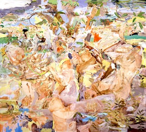 Cecily Brown, Figures in a Landscape, 2001. Oil on canvas, 90 × 100 inches (228.6 × 254 cm) © Cecily Brown