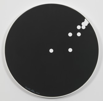 Carsten Höller, Divisions Circle (Ivory-White Dots on Black Background), 2017 Caravaggio linen canvas, Flash Vinyl paint, diameter: 35 ⅜ inches (90 cm)© Carsten Höller. Photo: Rob McKeever