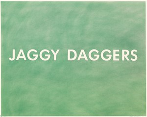 Ed Ruscha, Jaggy Daggers, 1977. Pastel on paper, 22 ⅛ × 29 ⅛ inches (56.2 × 74 cm) © Ed Ruscha