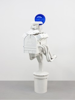 Jeff Koons, Gazing Ball (Mailbox), 2013 Plaster and glass, 74 ¼ × 24 ⅜ × 41 ½ inches (188.6 × 61.9 × 105.4 cm)© Jeff Koons