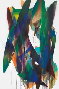 Katharina Grosse, Untitled, 2016. Acrylic on canvas, 118 ⅛ × 78 ¾ inches (300 × 200 cm) © Katharina Grosse und VG Bild-Kunst Bonn, 2017. Photo: Jens Ziehe