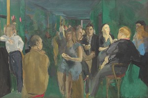 Michael Andrews, The Colony Room I, 1962. Oil on board, 48 × 72 inches (121.9 × 182.8 cm) Collection of Pallant House Gallery © The Estate of Michael Andrews. Courtesy James Hyman Gallery, London. Photo: Mike Bruce