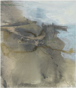 Michael Andrews, Thames Painting: The Estuary, 1994–95. Oil and mixed media on canvas, 86 ½ × 74 ½ inches (219.8 × 189.1 cm) Collection of Pallant House Gallery © The Estate of Michael Andrews. Courtesy James Hyman Gallery, London. Photo: Mike Bruce