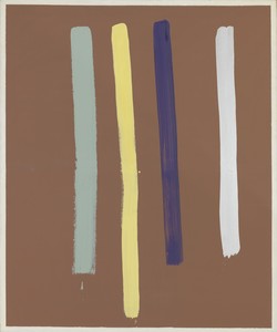 Sigmar Polke, Streifenbild IV (Stripe painting IV), 1968. Acrylic on canvas, 59 × 49 ¼ inches (149.9 × 125.1 cm) Kravis Collection © 2017 The Estate of Sigmar Polke, Cologne/ARS, New York/VG Bild-­Kunst, Bonn