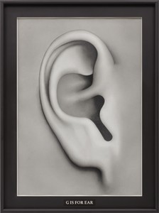 Paul Noble, G Is for Ear, 2016. Pencil and oil on paper, in artist's frame, 94 ¼ × 70 ¼ × 8 ½ inches (239.5 × 178.5 × 21.5 cm) © Paul Noble. Photo: Lucy Dawkins