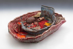 Sterling Ruby, Basin Theology/SACRUM SACRAL, 2017. Ceramic, 20 × 66 × 43 inches (50.8 × 167.6 × 109.2 cm) © Sterling Ruby Studio. Photo: Robert Wedemeyer