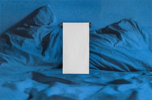 Adam McEwen, TBT (Towel Holder), 2018. Inkjet print on cellulose sponge, graphite, and cotton, 59 ⅞ × 90 × 7 ¼ inches (152.1 × 228.6 × 18.4 cm) © Adam McEwen. Photo: Jeff McLane