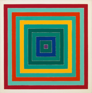 Frank Stella, D. Scramble: Ascending Green Values/Ascending Spectrum, 1978. Acrylic on canvas, 69 × 69 inches (175.3 × 175.3 cm) © ADAGP, Paris 2018