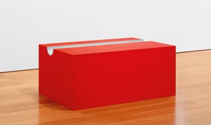 Donald Judd, untitled, 1991. Oil on plywood and aluminum, 19 ½ × 45 × 30 inches (49.5 × 114.3 × 76.2 cm) © 2018 Judd Foundation/Artists Rights Society (ARS), New York