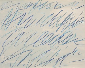 Cy Twombly, Untitled, 1970. Oil and wax crayon on paper, 27 ⅝ × 34 ¼ inches (70 × 87 cm) © Cy Twombly Foundation