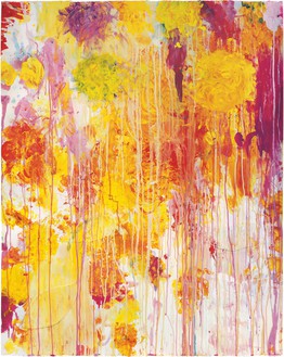 Cy Twombly, Untitled, 2001 Acrylic, wax crayon, and cut-and-pasted paper on paper, 48 ⅞ × 39 inches (124 × 99 cm)© Cy Twombly Foundation. Photo: Rob McKeever