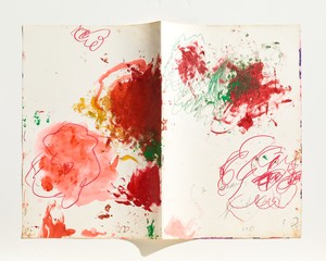 Cy Twombly, Untitled (In Beauty it is finished), 1983–2002 (detail). Acrylic, wax crayon, pencil, and pen on handmade paper in unbound handmade book, 36 pages, each page: 22 ⅜ × 15 ¾ inches (56.8 × 40 cm) © Cy Twombly Foundation