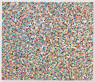 Damien Hirst, Process Green, 2016 Household gloss on canvas, 66 × 77 inches (167.6 × 195.6 cm)© Damien Hirst and Science Ltd. All rights reserved, DACS 2018